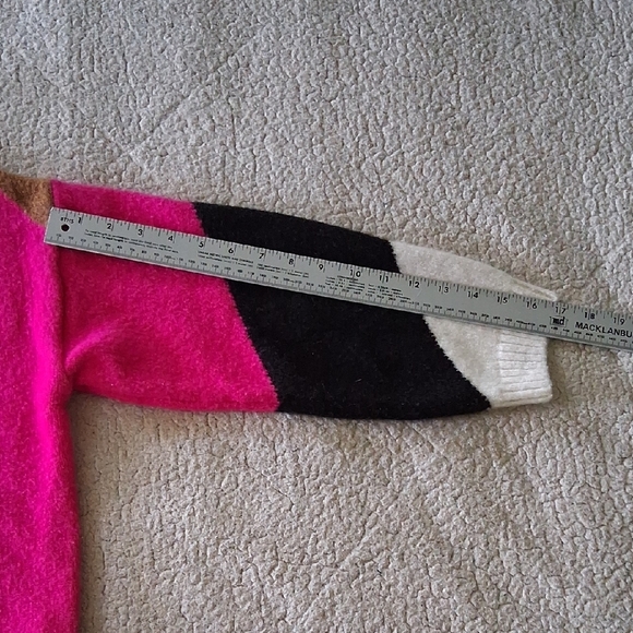 Lush Vibrant Pink and Brown Colorblock Sweater - Picture 3 of 6